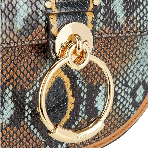 NEW Chloé Tess Small Snake-Embossed Leather Shoulder Bag - Picture 2 of 10